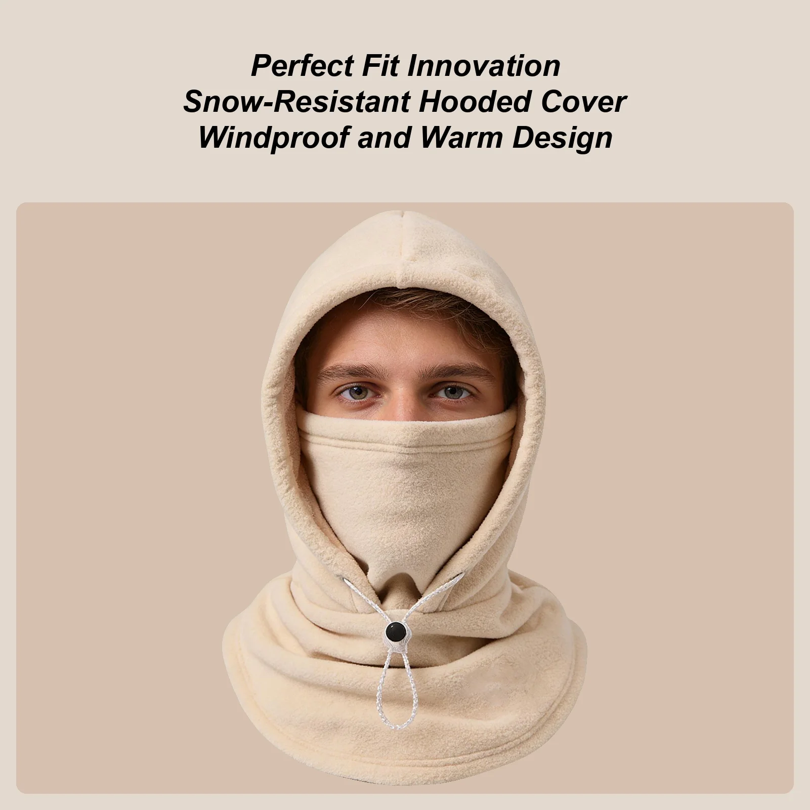 

Fleece Hood Windproof Breathable Adjustable Drawstring Warmer Winter Hood Hat for Cold Weather Cycling Outdoor Work Hiking