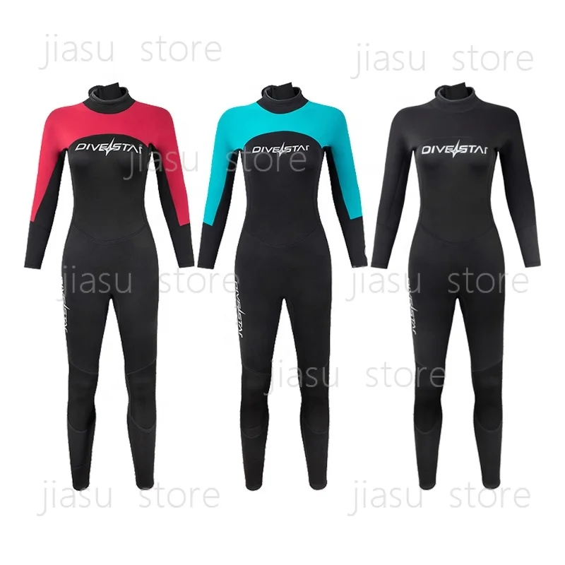 

DIVESTAR Woman's 3MM Neoprene Wet Suit Red Blue and Black Diving Gear with Breathable & Waterproof Feature Plus Size