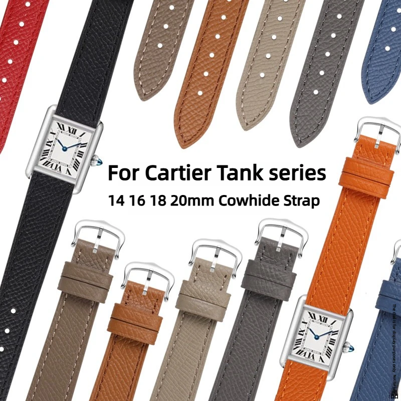 14mm 16mm 18mm 20mm watchband For Cartier Tank London Solo Key Dumont Watch Strap Genuine Leather Wrist Strap men women band