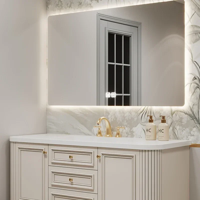 كريم نمط الحمام بالباطل رفوف مفتوحة مع بالوعة تخزين الحمام بالباطل أدراج أثاث المنزل الياباني Spiegelkast LLBC #2