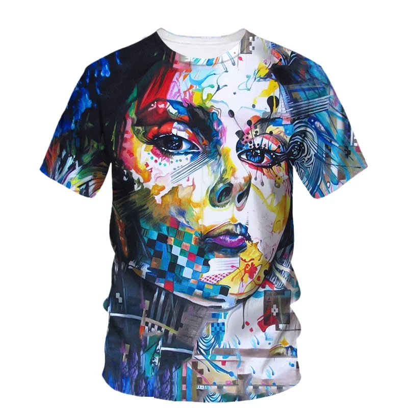 Summer New Originality Graffiti Painting Art graphic t shirts men Fashion Casual Hip Hop harajuku Printed O-neck Short Sleeve