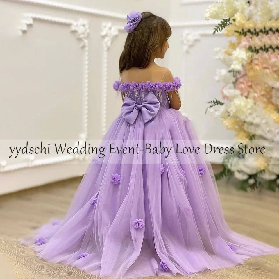 Vestido de niña de flores personalizado 2024, vestido de princesa Formal de primera comunión para niña pura para fiesta de boda, vestido de dama de