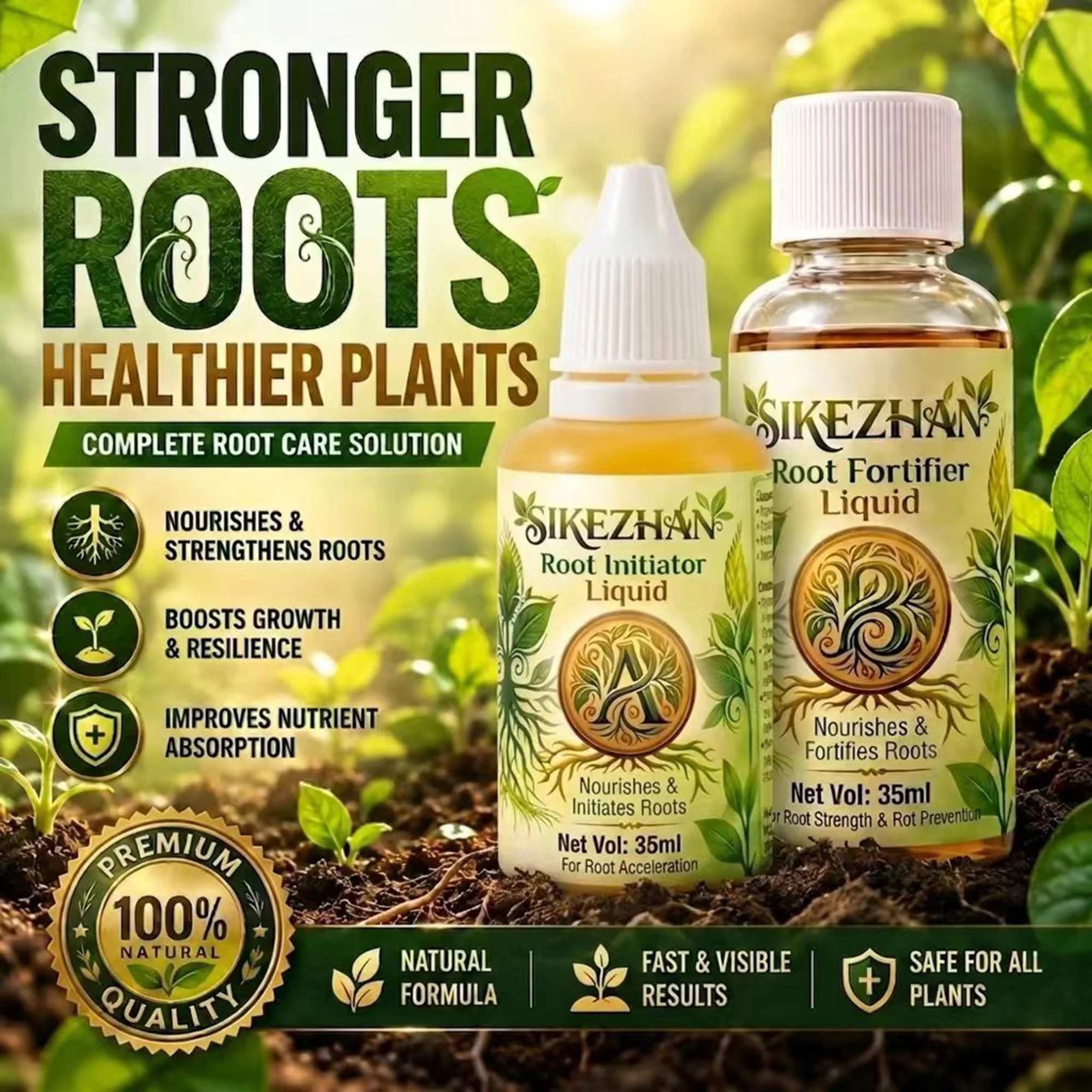 SIKEZHAN 2x35ml Plant Rooting Liquid Set Fast-Growth A&B Nutrient Solution for Garden Seedlings Cuttings Houseplant Gardening