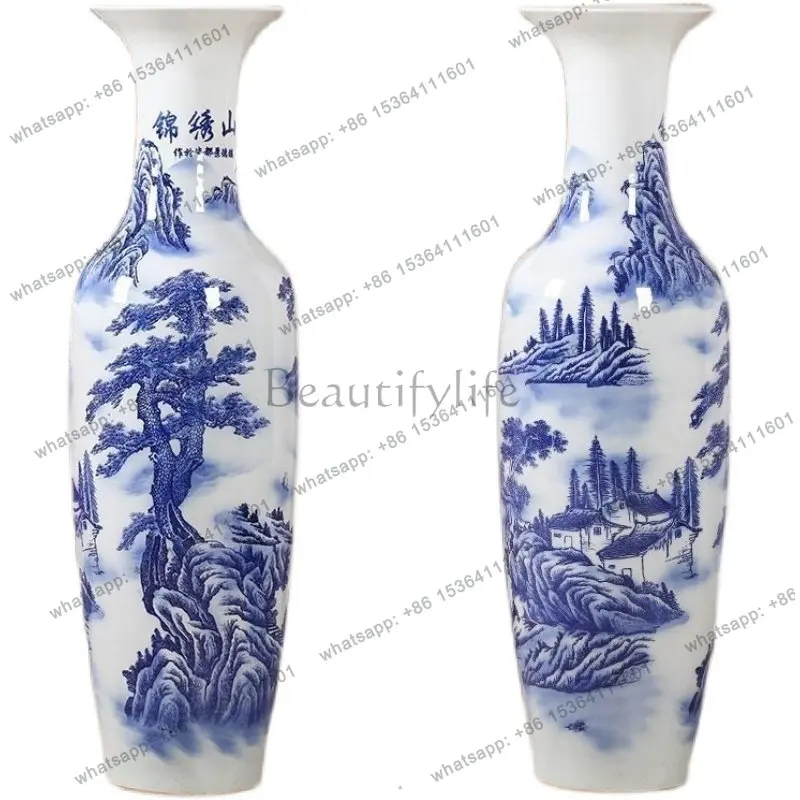 Jingdezhen-Keramik, vom Boden bis zur Decke reichende große Vase, Ornament für das Wohnzimmer, neue chinesische Dekoration