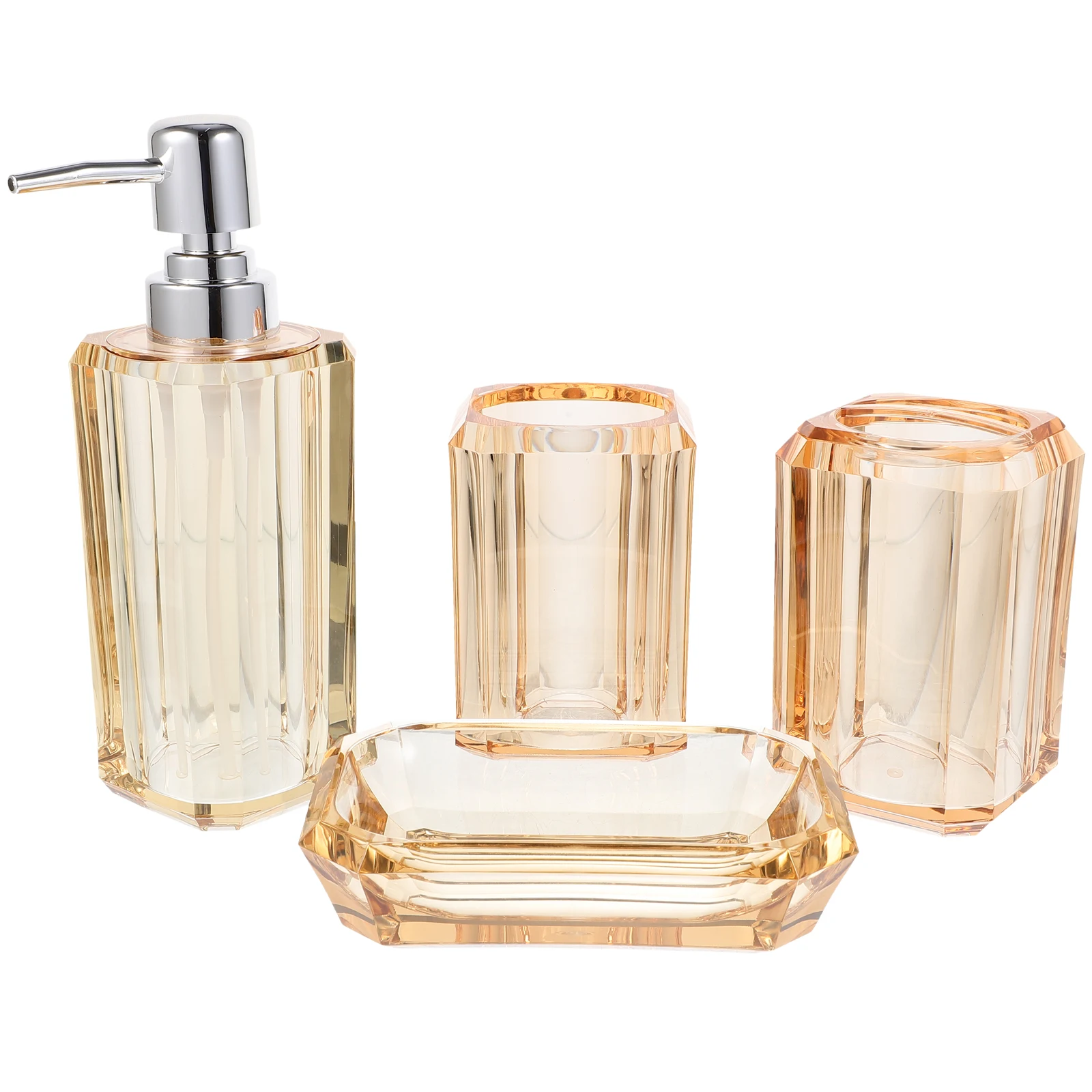 

Bathroom Toiletry Set Countertop Accessories Toothbrush Holder Liquid Soap Dispenser Stainless Steel Essentials