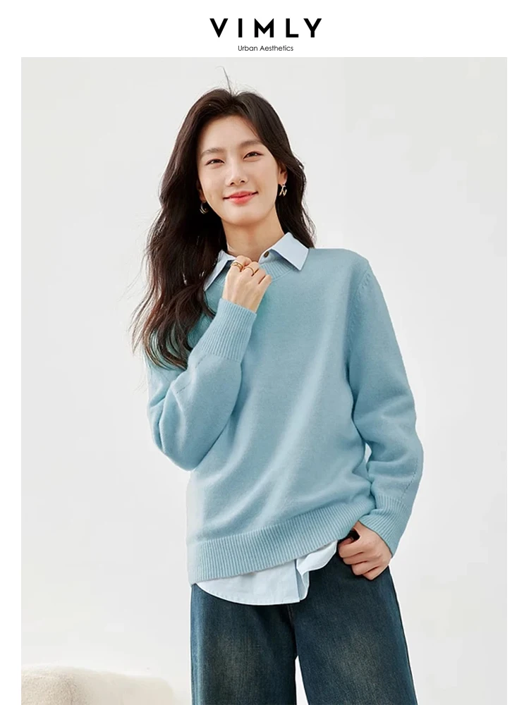 Vimly O-neck Soft Knitted Women\'s Sweater Casual Loose Knit Pullovers 2024 Spring Drop Sleeve Top Female Jumpers Knitwear 72772