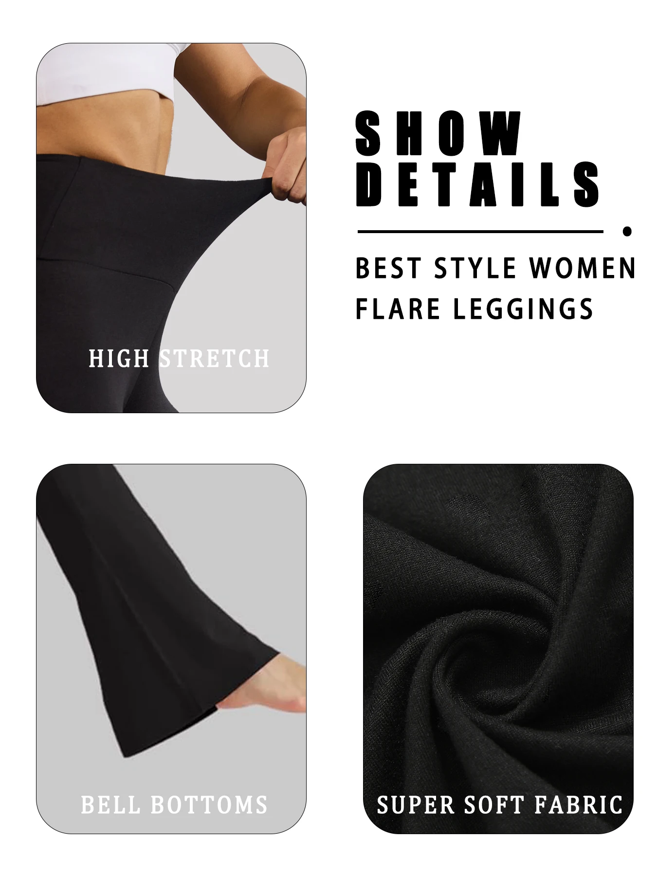 Women's Super Soft Flare Pants High Waisted Tummy Control Workout Yoga Push Up Gym Fitness Long Leggings Bell Bottoms image 4