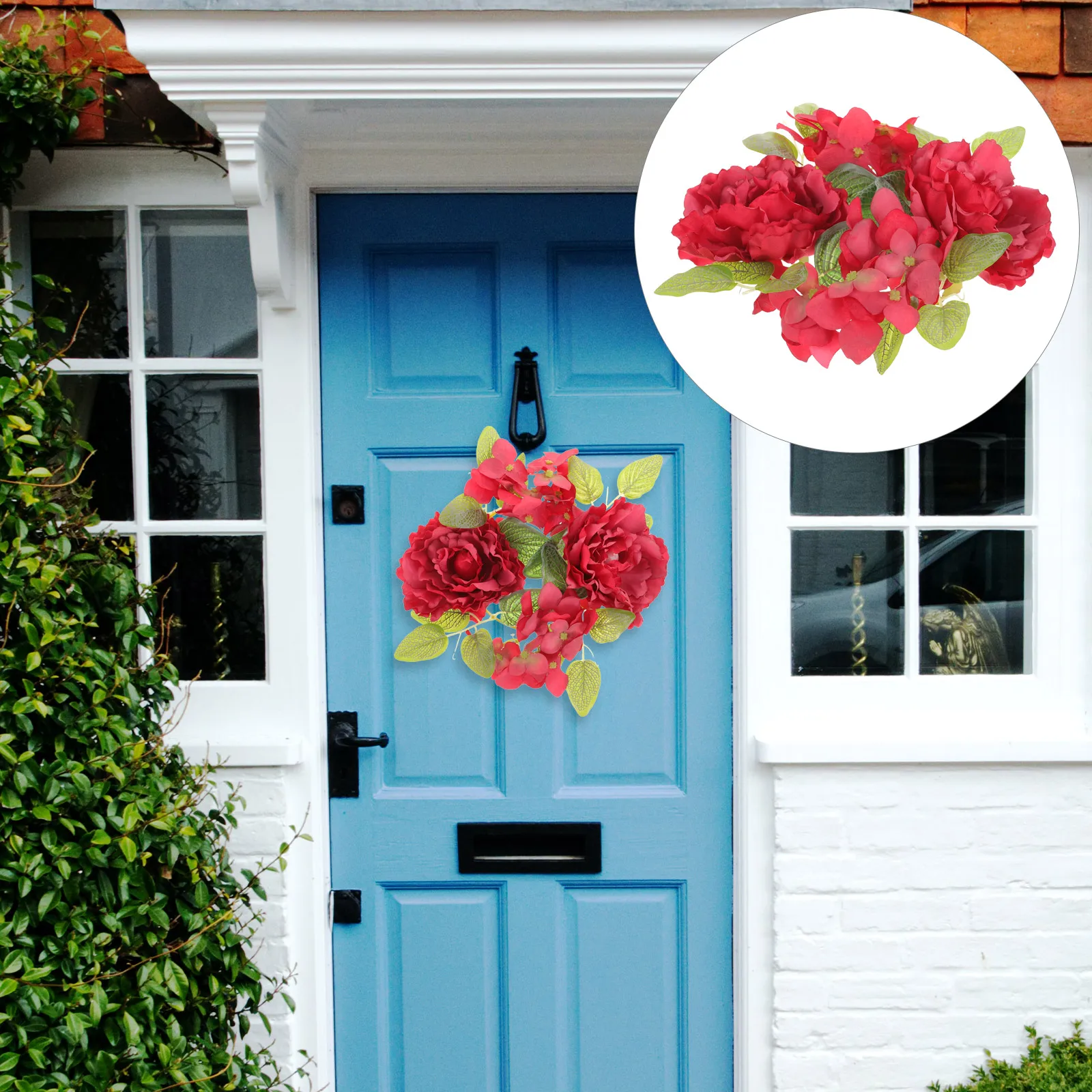 

Red Peony Artificial Flower Wreath Fake Peony Ring Decor Table Wedding Party Spring Floral Wreath For Taper Candles