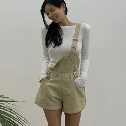 

Spring Summer Denim Short Pants Women's Fashion Korean Style Shoulder Strap Shorts Casual Versatile for Various Occasions