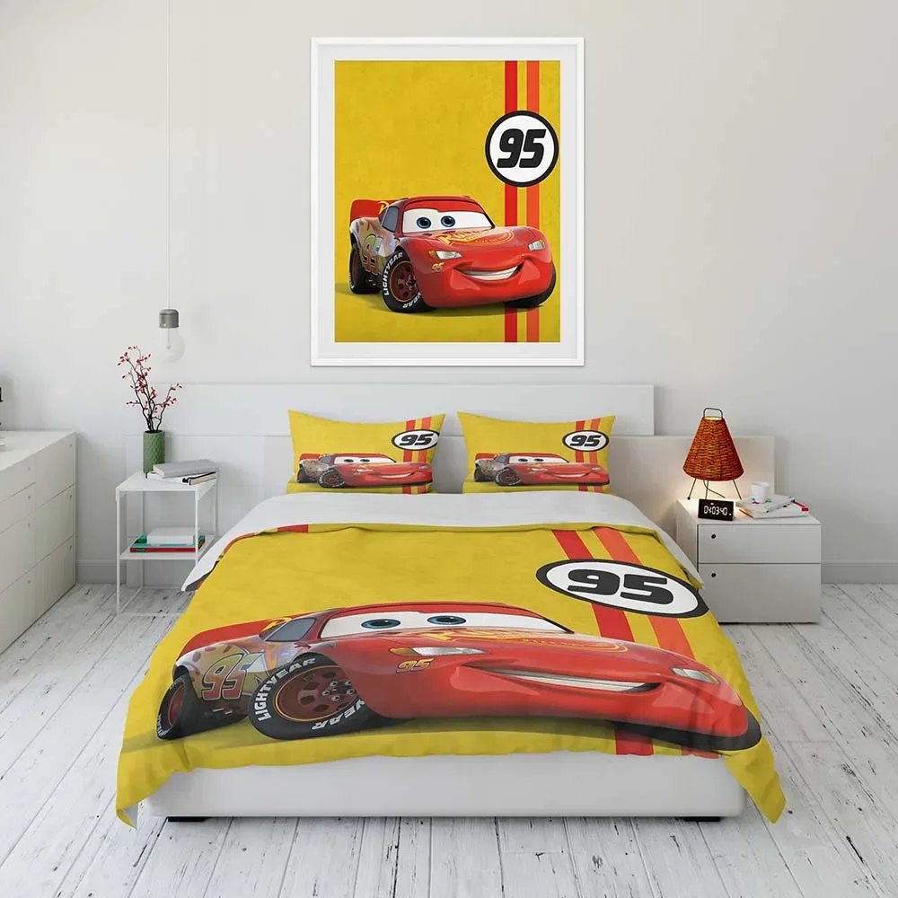 Imagem -04 - Disney Cars Lightning Mcqueen Bedding Grupo Capa de Edredão dos Desenhos Animados Anime Comforter Cover para Decoração do Quarto Conjunto de Cama de Luxo