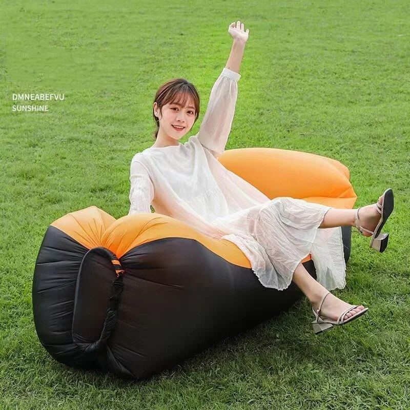 2024TrendOutdoor Products Fast Infaltable Air Sofa Bed Good Quality Sleeping Bag Inflatable Air Bag Lazy bag Beach Sofa 240*70cm