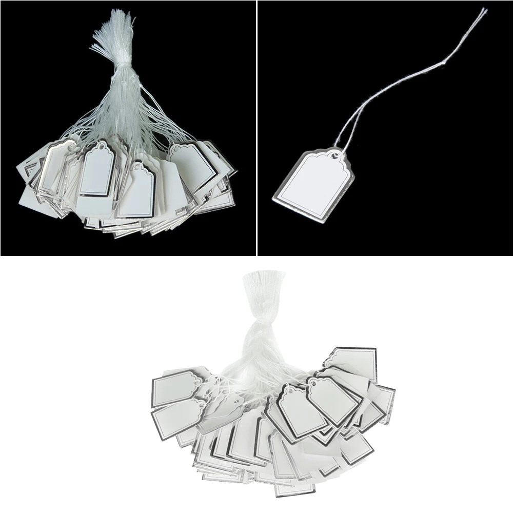 

500pcs Silver Edge Price Tags 0 63x1 Inch Paperboard Labels for Jewelry Watch Earrings Bracelet Necklace Ring Packaging