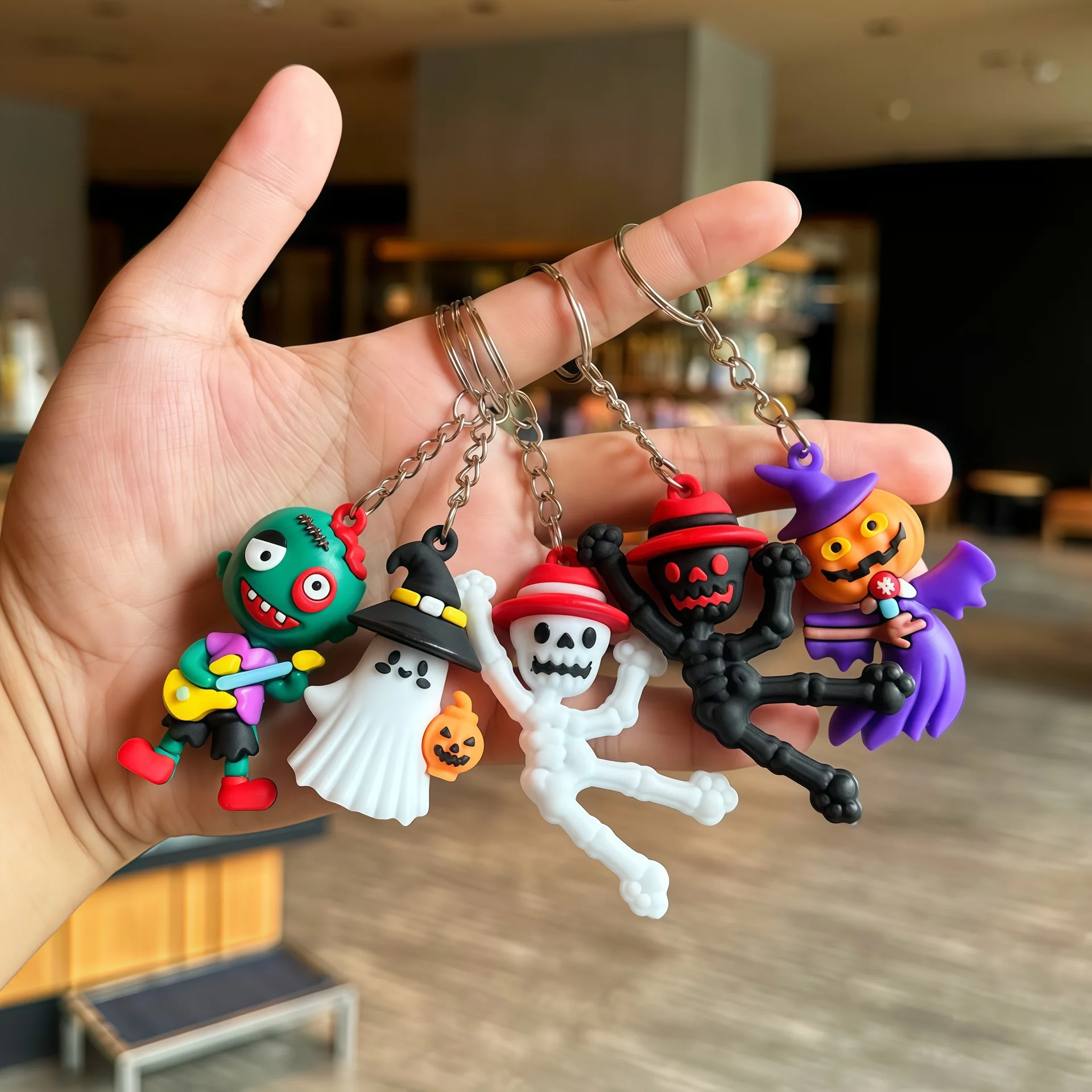 New Halloween Key Chain Pendant Blind Box Doll Accessories Car Key Chain Pendant Small Gift for Girls Kids Keyring Model Toy