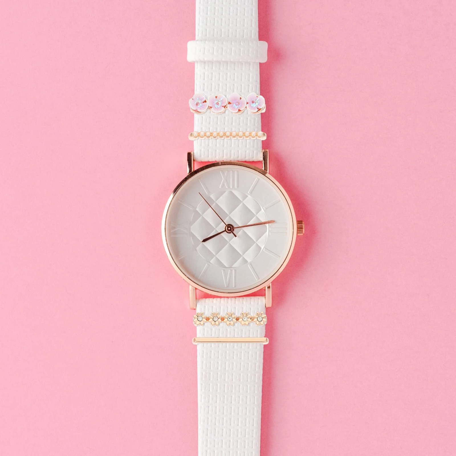 

Silicone Watch Decorative Rings Compatible Smartwatch Straps Mini Metal Charms Detachable Practical Enhance Aesthetic