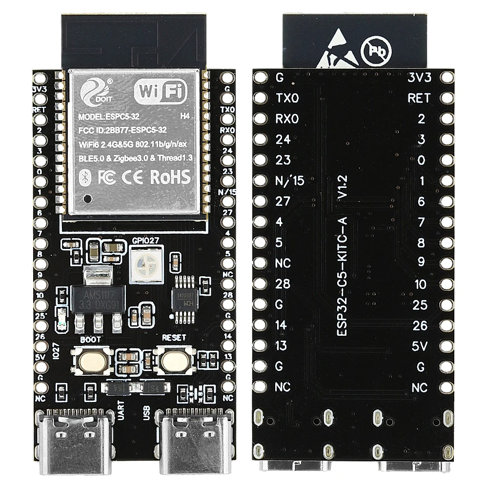 Dual-Frequency Development Board WiFi Module ESP32 C5 2.4G and 5GHz ESP32-C5-DevKitC-1 N4 4MB Flash WIFI6 CH343 32PIN TYPE-C