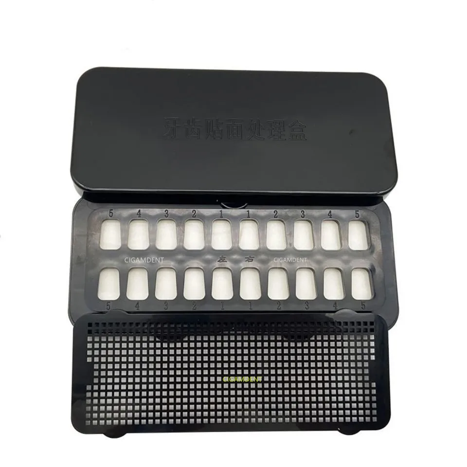 5Pc Dental Teeth  Porcelain Veneer Pretreatment Box All Ceramic Veneers Processing Box Denture False Teeth Storage Case