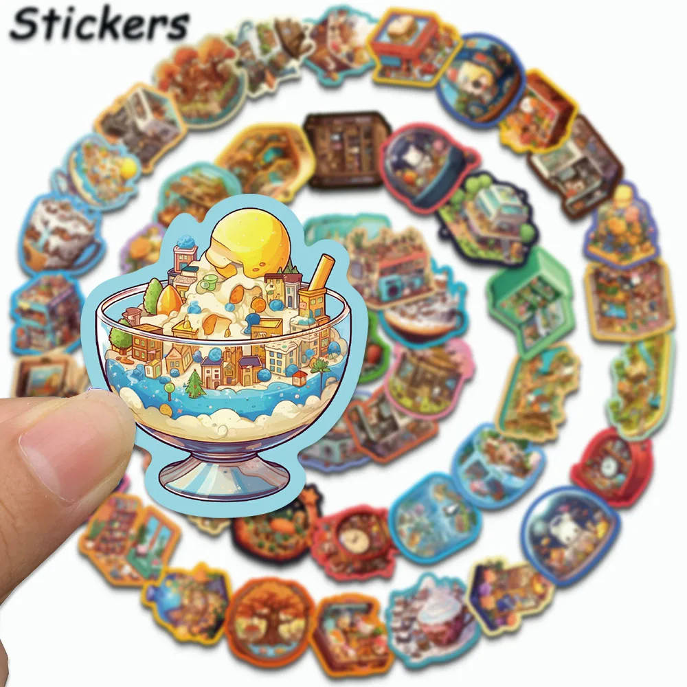 50 stks Cartoon Gekleurde Rand Micro World Series Stickers Geschikt Voor Helm Desktop Laptop Wanddecoratie DIY Graffiti Stickers