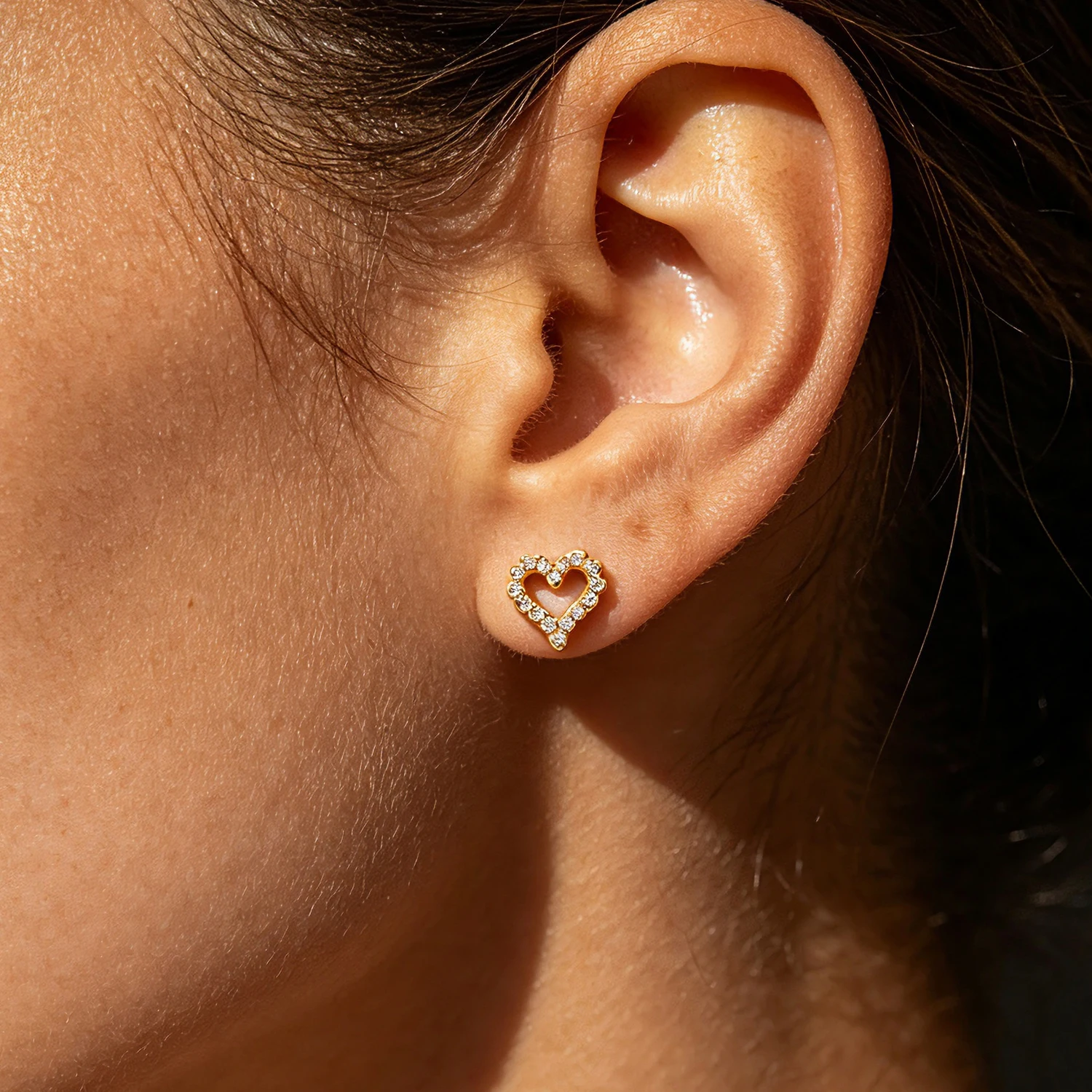 Luxury Hollow Heart Cross Cubic Zirconia Stud Earrings Stainless Steel Gold Silver Plated Sparkly Ear Jewelry Daily Party Gift