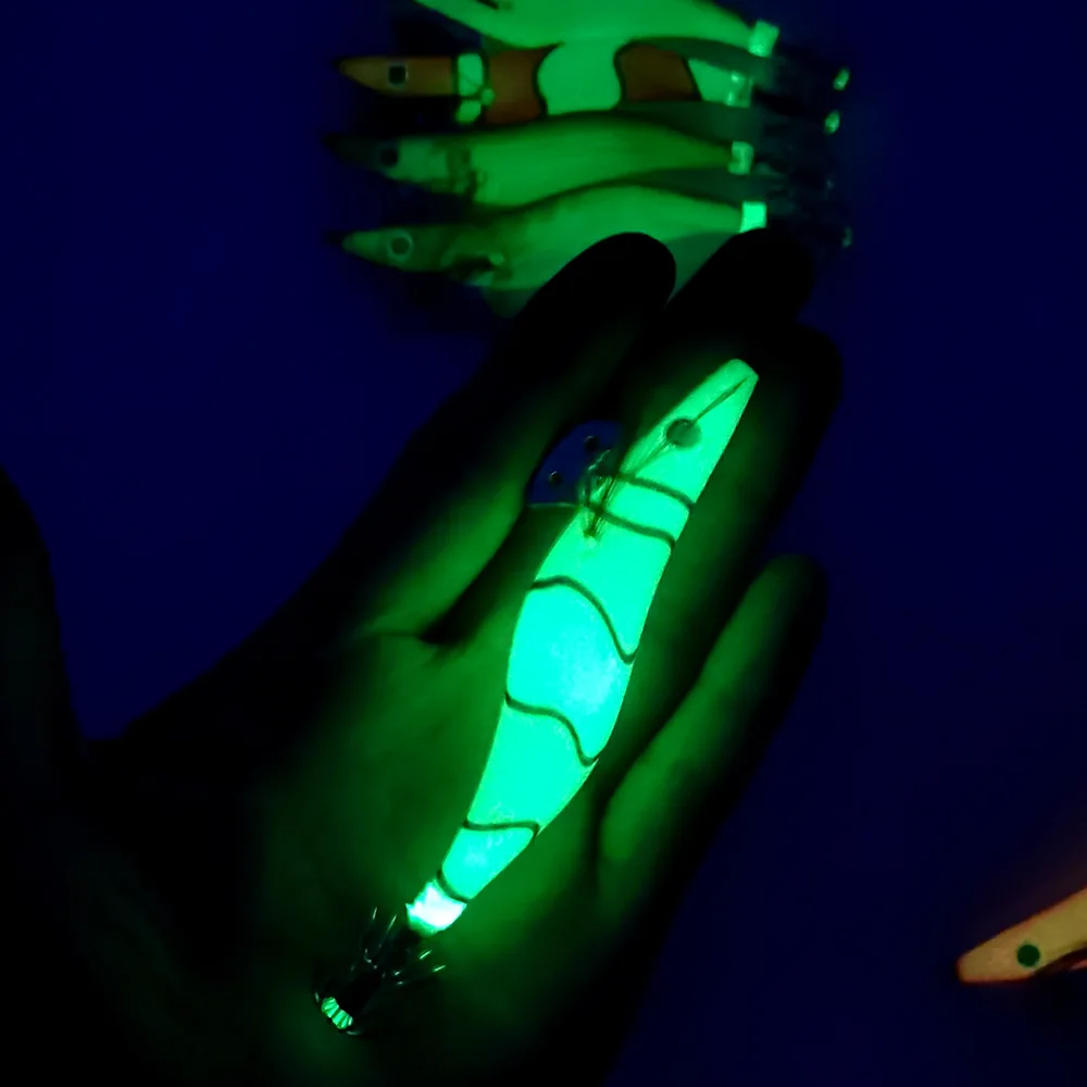 7.2G-14G الحبار تهزهز الصعب الصيد إغراء الروبيان الجمبري مضيئة توهج في الظلام إغراء معالجة الحبار الأخطبوط الروبيان الخشبي الطعم الثابت