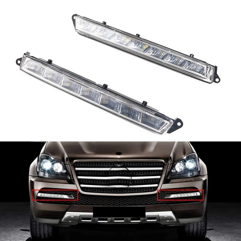 2 Pair LED Daytime Running Light For Mercedes Benz X164 GL350 GL450 GL500 LED Fog DRL A1649060351 A1649060451