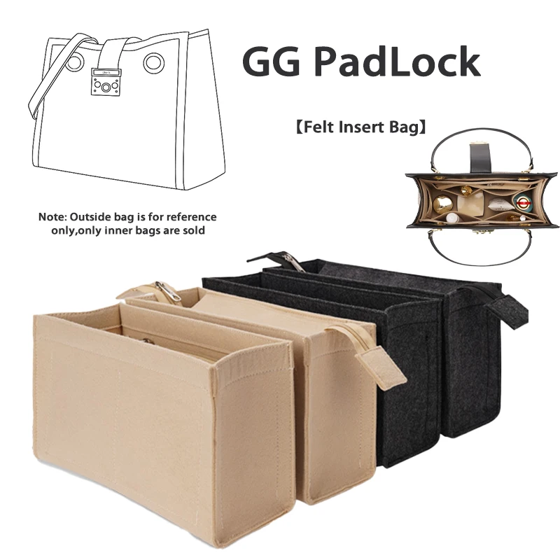 

EverToner Felt Insert Bag for PadLock Handbag Lightweight Organizer Makeup Travel Inner Portable Base Shaper