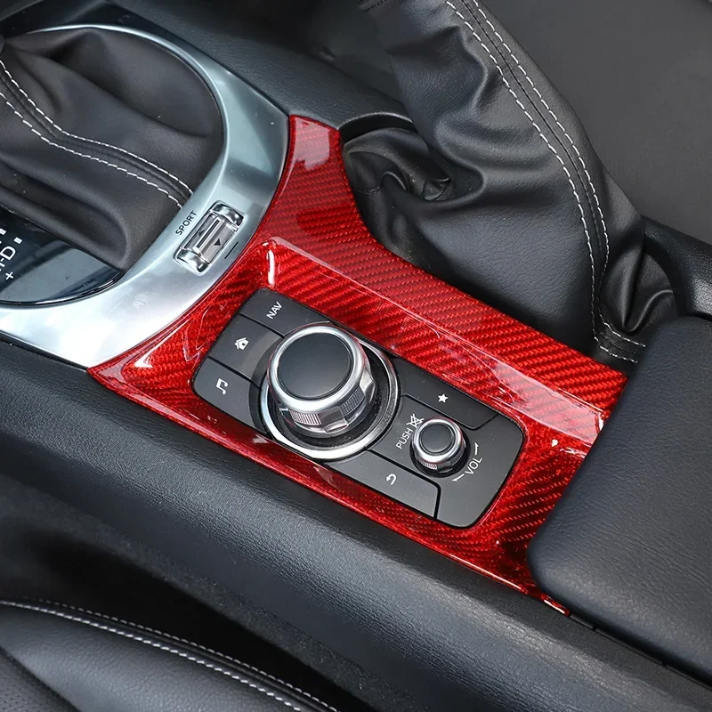 For Mazda MX-5 ND 2016-2023 Real Carbon Fiber Car Multimedia Button Handbrake Panel Frame Cover Trim Sticker Car Accessories