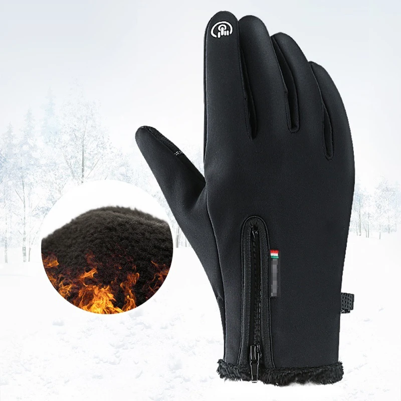 Guantes de invierno para hombre, manoplas antideslizantes para pantalla táctil, impermeables, a prueba de viento, cálidas, frías, para ciclismo, con