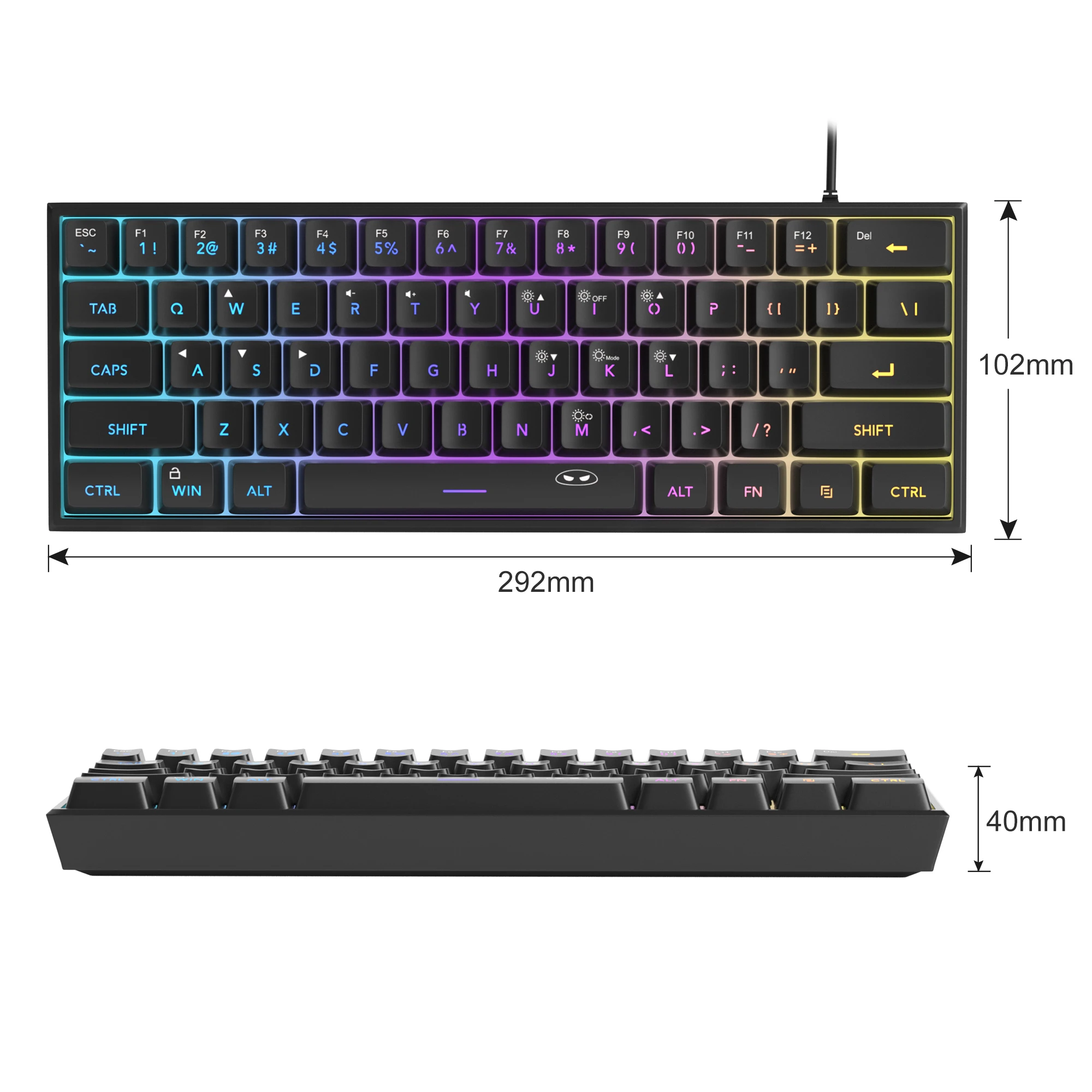 MageGee Mini %60 Oyun Klavyesi, RGB Arkadan Aydınlatmalı 61-Tuş Ultra Kompakt Klavye, TS91 Ergonomik Su Geçirmez Mekanik Duygu Ofisi