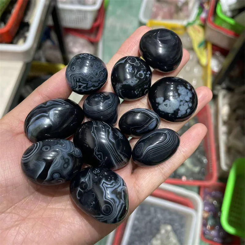 50g Feng shui natural quartz black onyx stones bulk tumbled stone for home decoration