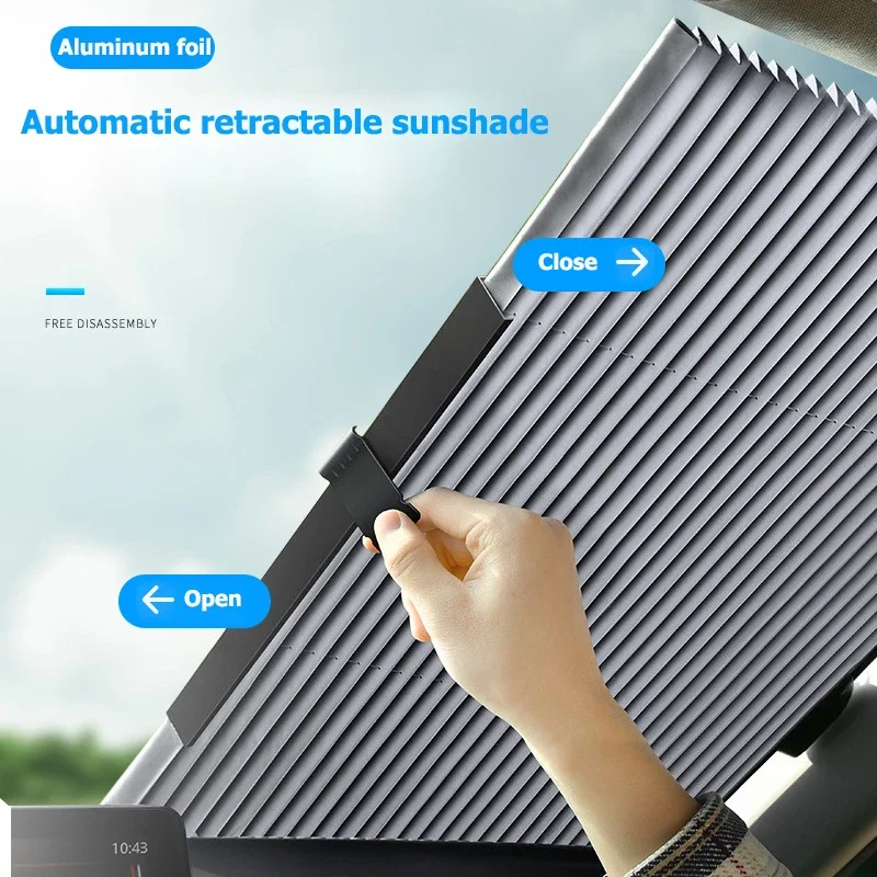 Car Front/Rear Window Sunshades Retractable Windshield Curtains for Sun Visor Car Sun Shades Summer UV Blocking Sun Protective