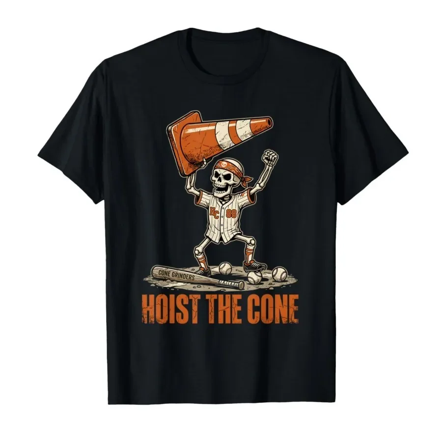 

Funny Pirates Hoist The Cone Baseball Saying for Fans T-shirt For Men Women 100% Cotton T Shirts Short Sleeve Tops 0410-1