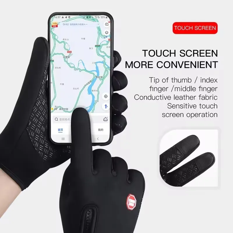 Autumn Winter Cycling Gloves Women Windproof Anti-slip Touchscreen Fleece Keep Warm for Work Men Sports Bike Motorbike Guantes