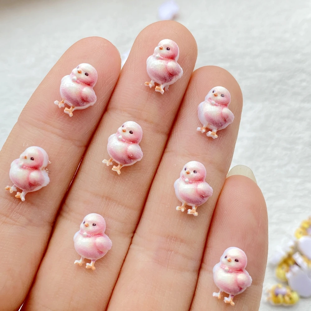 50 Stück niedliche Mini-Cartoon-Figuren aus Kunstharz: Enten, Kaninchen, Schafe, Hühner – Kunstnägel mit flacher Rückseite für DIY-Scrapbook-Dekoration und Schmuck – Detail 4