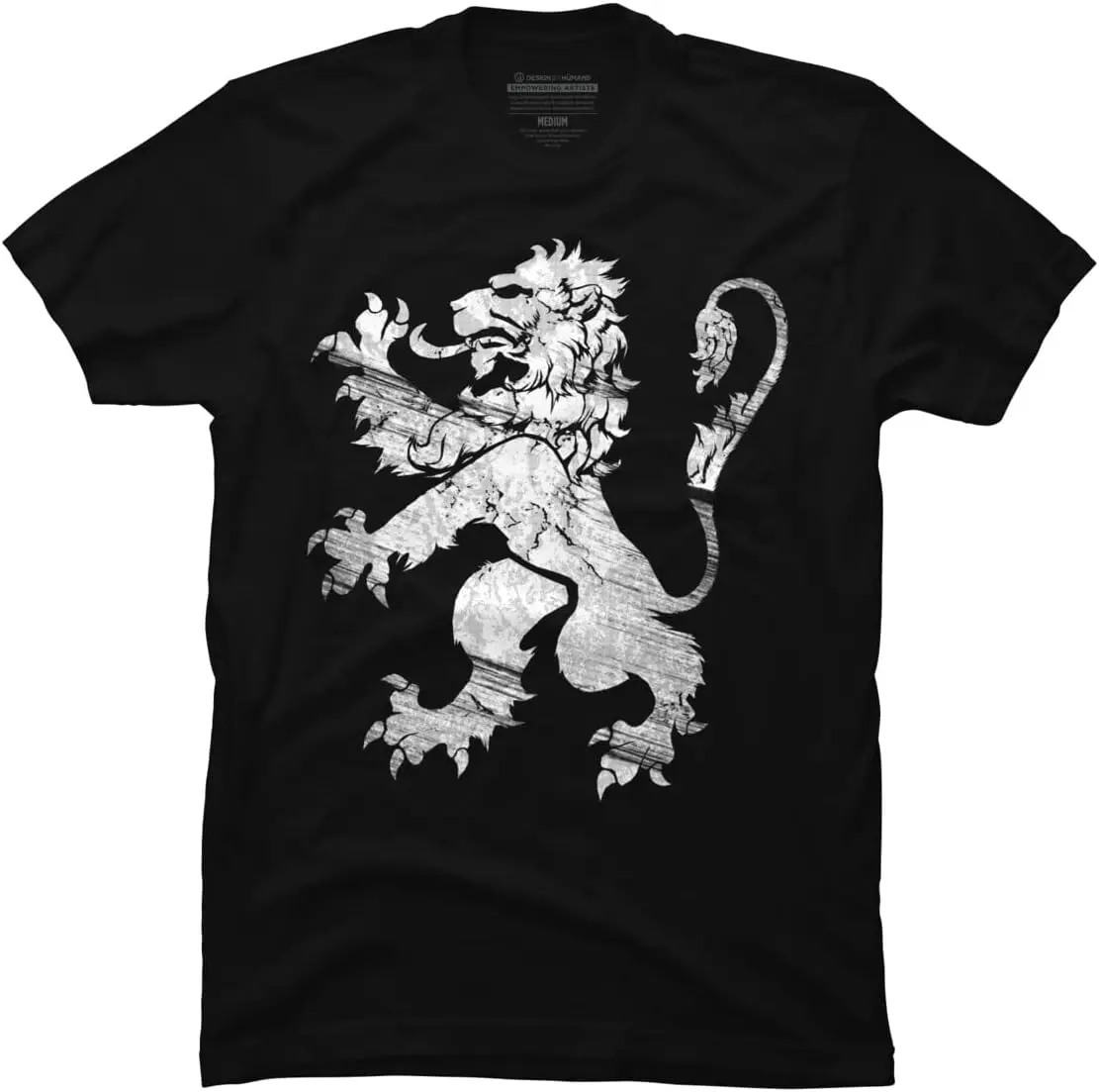 Design By Humans Men's White Lion Rampant by Snazzygaz T-Shirt - -