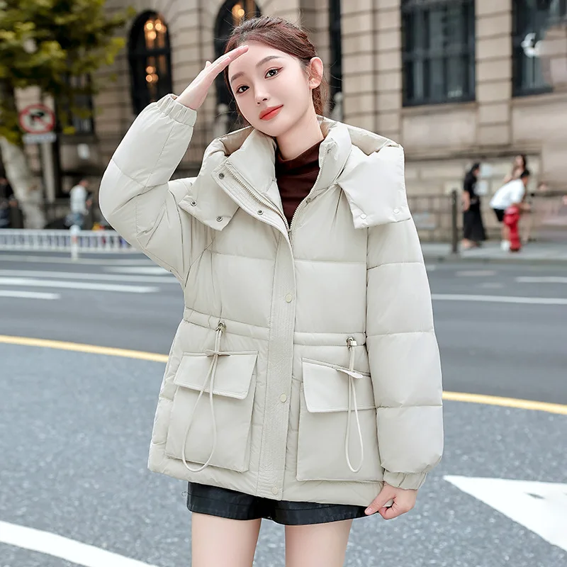 

2025 New Women Parkas Thicke Warm Cotton-padded Clothes Korean Loose Autumn Winter Hooded Down Cotton Jacket Female Outerwear