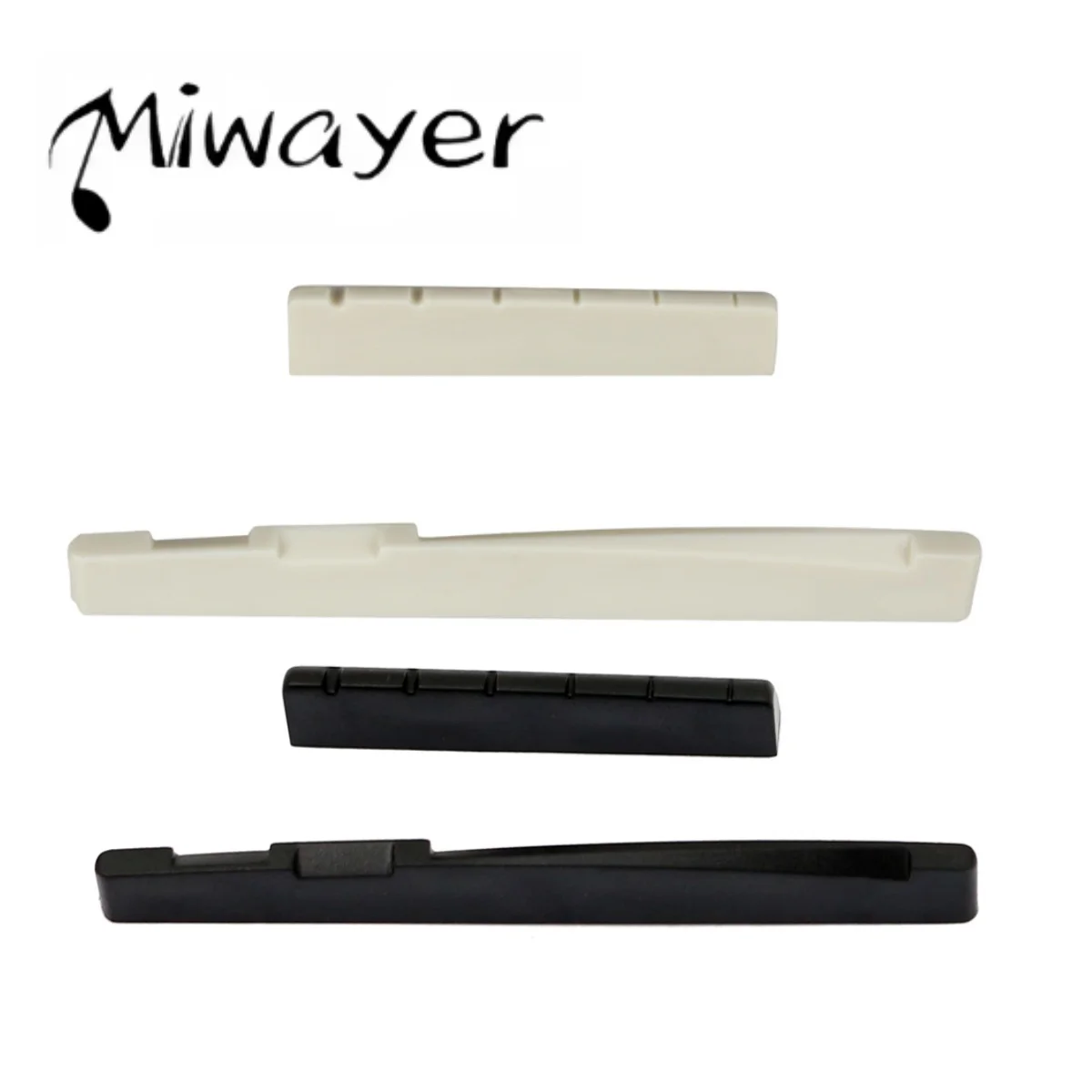 Miwayer Plastic Acoustic Guitar Nut and Saddle Set, Black/White Color Available for Guitar Replacement Upgrade Accessories