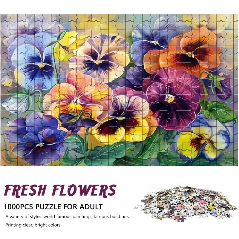 

High Quality 70cm*50cm 1000pcs Flower Jigsaw Puzzle Adult Stress Relief Beautiful Landscape Painting Puzzle Wall Art Decor