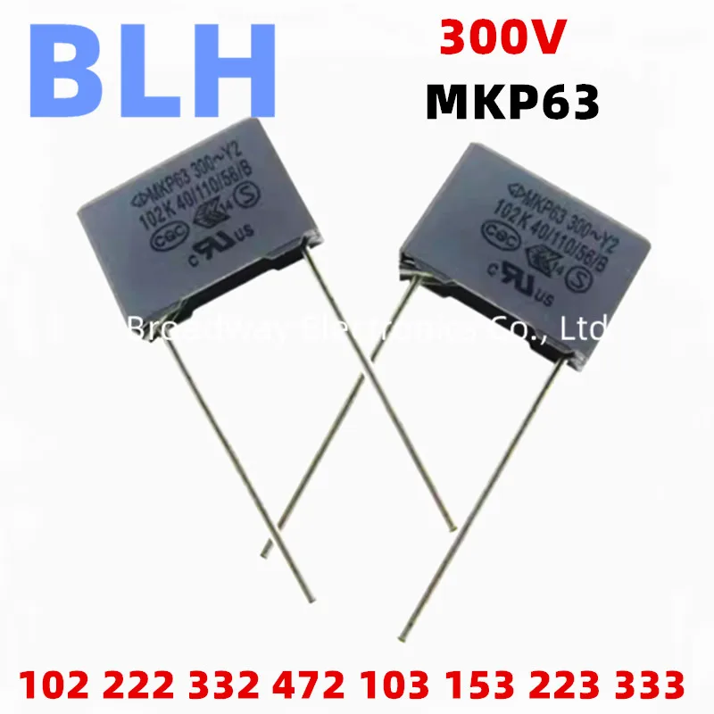 5PCS Safety Film Capacitor MKP63 300V Y2 1NF 102 2.2NF 2223.3NF  332 4.7NF 472 0.01UF 103 0.015UF 153 0.022UF 223 0.033UF 333