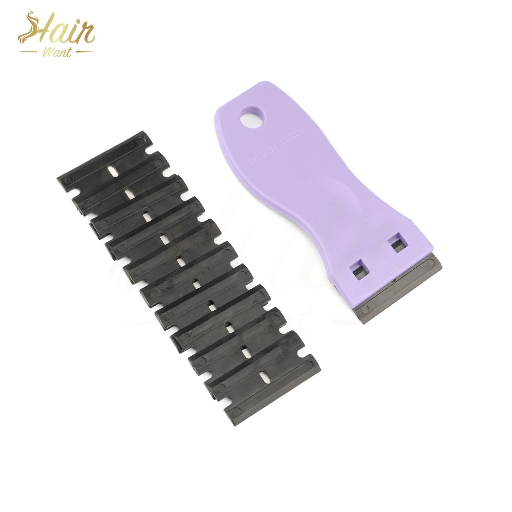 Hair Want Razor Scraper with 10pcs Double Edged Plastic Razor Blade Scraper, Adhesive Remover for Stickers