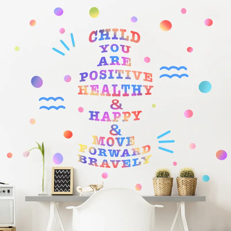 

Color Inspirational Quotes English Wall Sticker For School Classroom Decor Mural Kids Room Decoration Self-adhesive Home Decals
