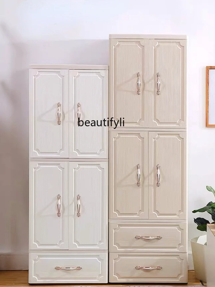 

S7486 ss HJ European-Style Plastic Storage Cabinet Door Open Simple Wardrobe Multi-Layer Closet Large