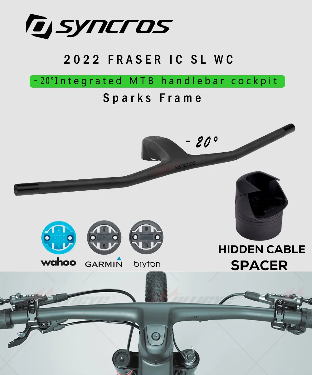 SYNCROS - 20 degree FRASER IC SL WC For Sparks Frame Full Carbon Fibre Integrated Cockpit MTB Handlebar