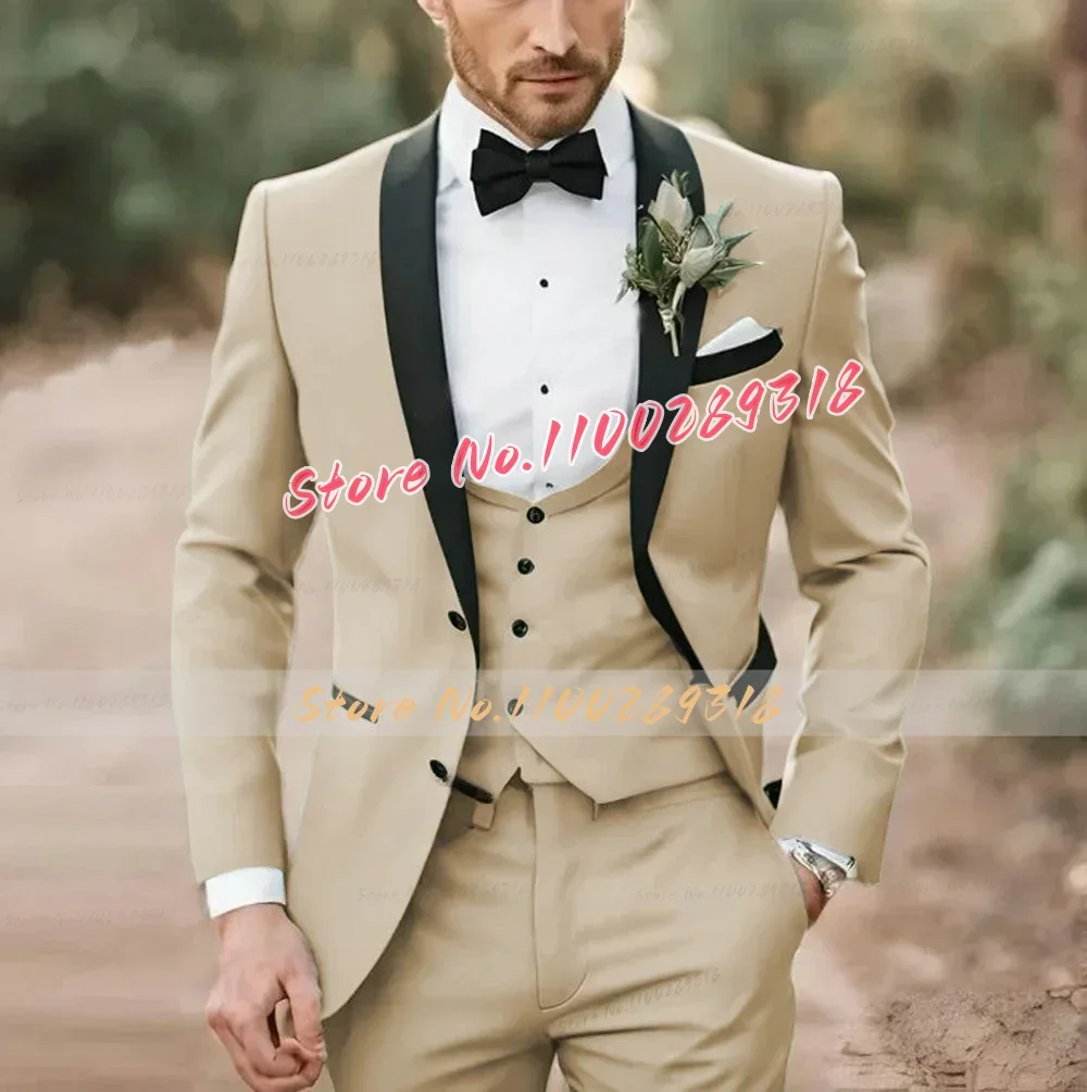 Elegant Light Green Formal Wedding Men Suit Groom Tuxedo Prom Slim Fit Blazer Hombre High Quality Custom 3 Piece Costume Homme