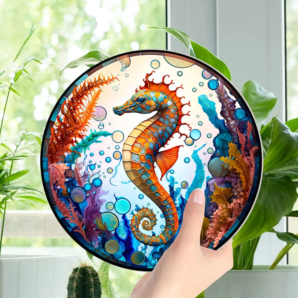 Glass Pattern Hummingbird Stained Window Hangings Colorful Flower Suncatchers Windows Birds Window Hangings Chain Decor Props