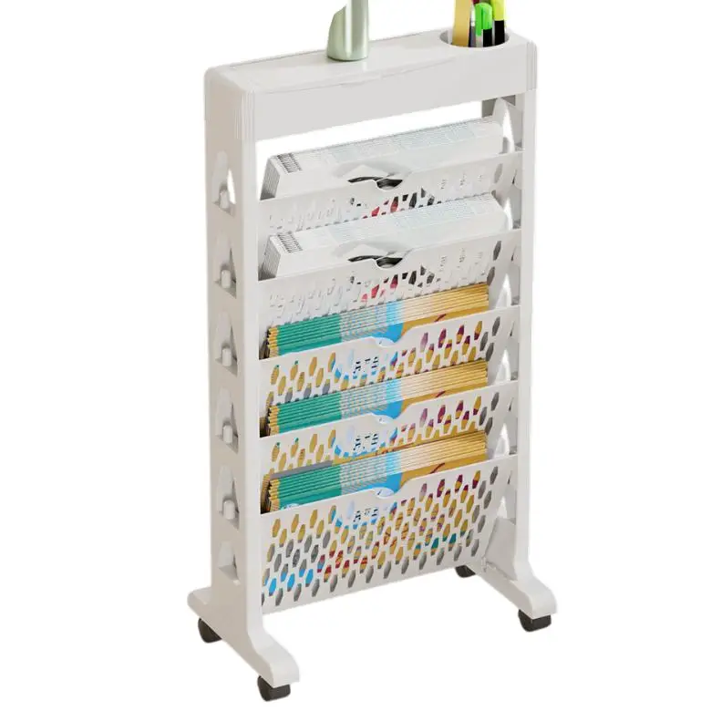 Estantería Librería pequeña al lado del escritorio, almacenamiento de libros extraíble, estantería lateral de escritorio con ruedas,estante libro portador de plastico  ,bandeja organizadora de