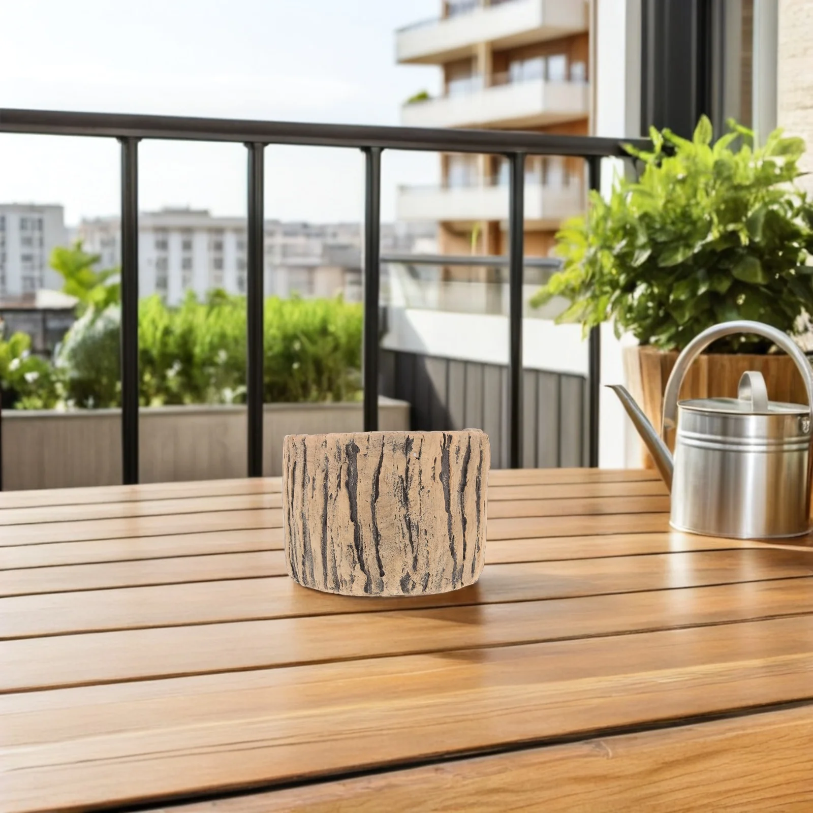 حامل نباتات من الخشب الصناعي بتصميم دائري لزراعة الأسمنت للخضراوات والأعشاب والحديقة والمكتب والشرفة والحاوية المزخرفة