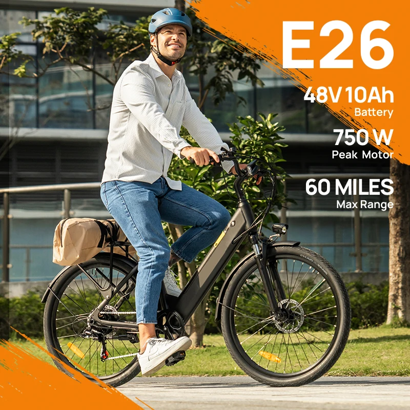 

Вездеходный электрический велосипед E26, 750 Вт, 26X2 дюйма, шины, велосипед, 48 В, 10,4 Ач, съемный аккумулятор, максимальная скорость 20 миль в час, с ЖК-дисплеем