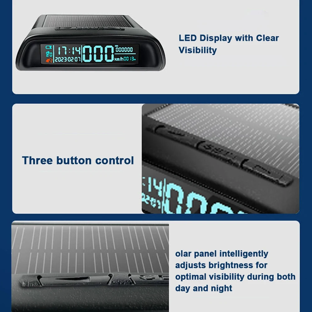 سيارة رئيس يصل العرض تعمل بالطاقة الشمسية GPS عداد السرعة الرقمي LED HUD للشاحنات الحافلات ل RVs يناسب الطاقة الجديدة والمركبات الديزل #3