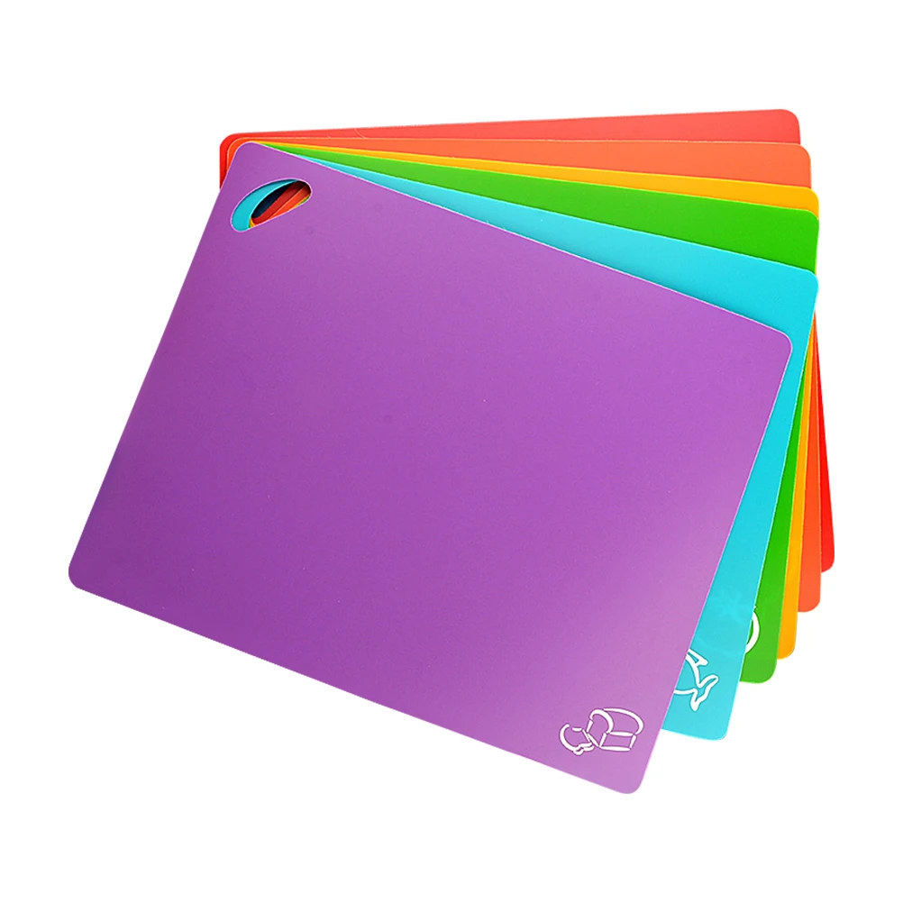 

6pcs Multi-Functional Plastic Cutting Six-Color Chopping Boards Wear-Resistant Separate Rectangular Kitchen Utensils