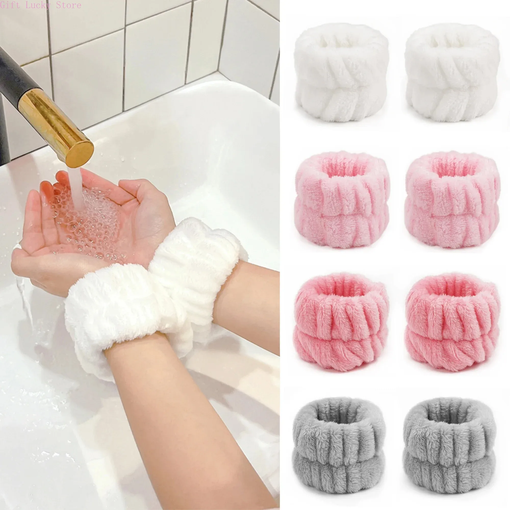 2PCS Reusable Spa นาฬิกาข้อมือ Washband ผ้าขนหนูไมโครไฟเบอร์นุ่มสายรัดข้อมือสําหรับล้างหน้าหญิงสาวโยคะวิ่งกีฬานาฬิกาข้อมือ Sweatband